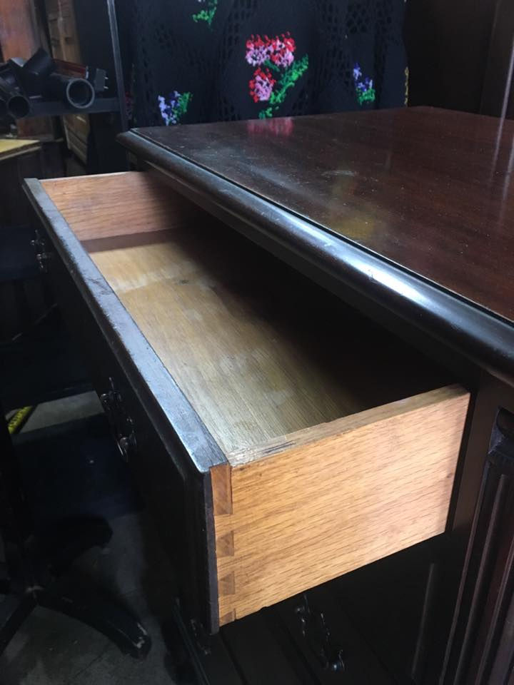 Thumbnail: Antique 1940s High boy Dresser With Legs. Recently Refinished.
