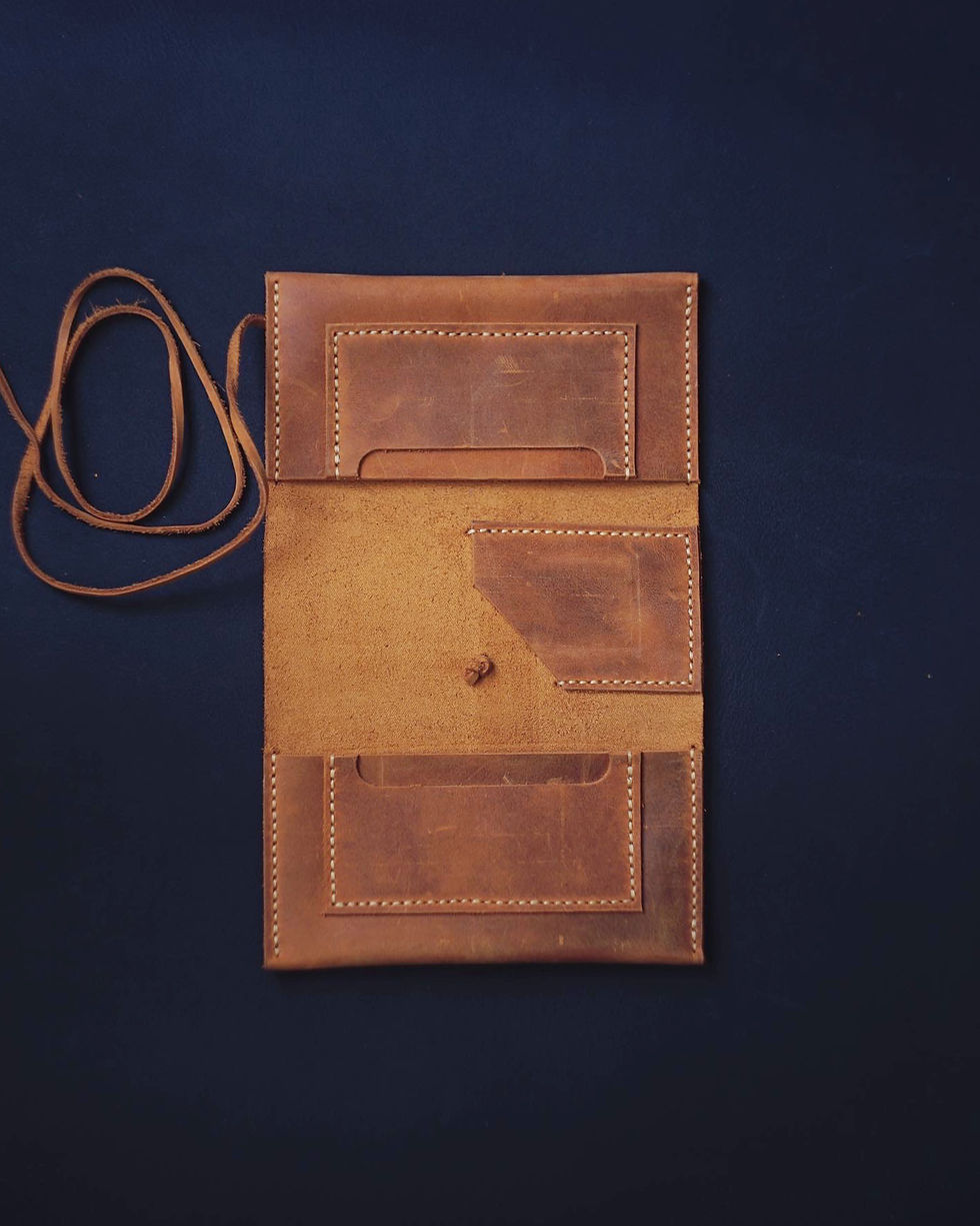 Thumbnail: Basic Lace-Up Leather Tobacco Pouch