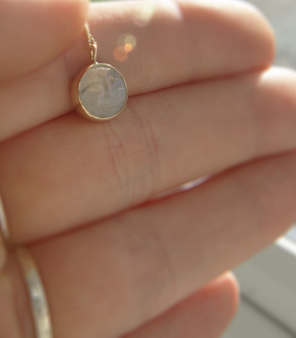 Thumbnail: The Lunar - 9ct Gold & Moonstone Carved Moonface Micro-charm Pendant