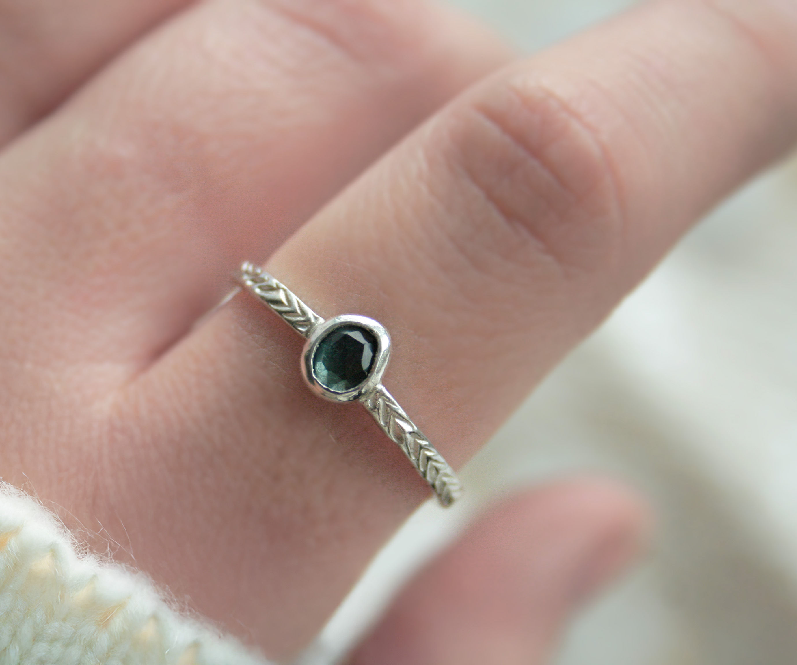 Peacock Sapphire Ring in Sterling Silver