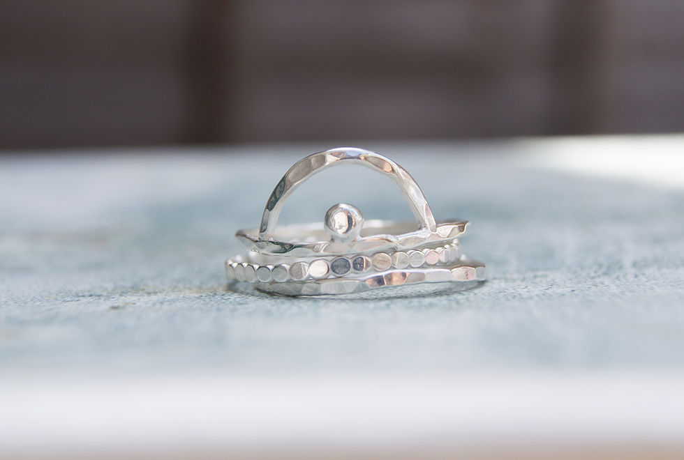 Thumbnail: Arc Silver Stacking Ring Set, Sunrise Rings