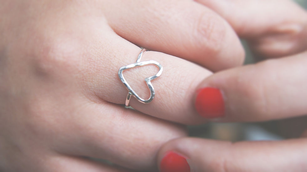 Thumbnail: Silver Hammered Open Heart Ring