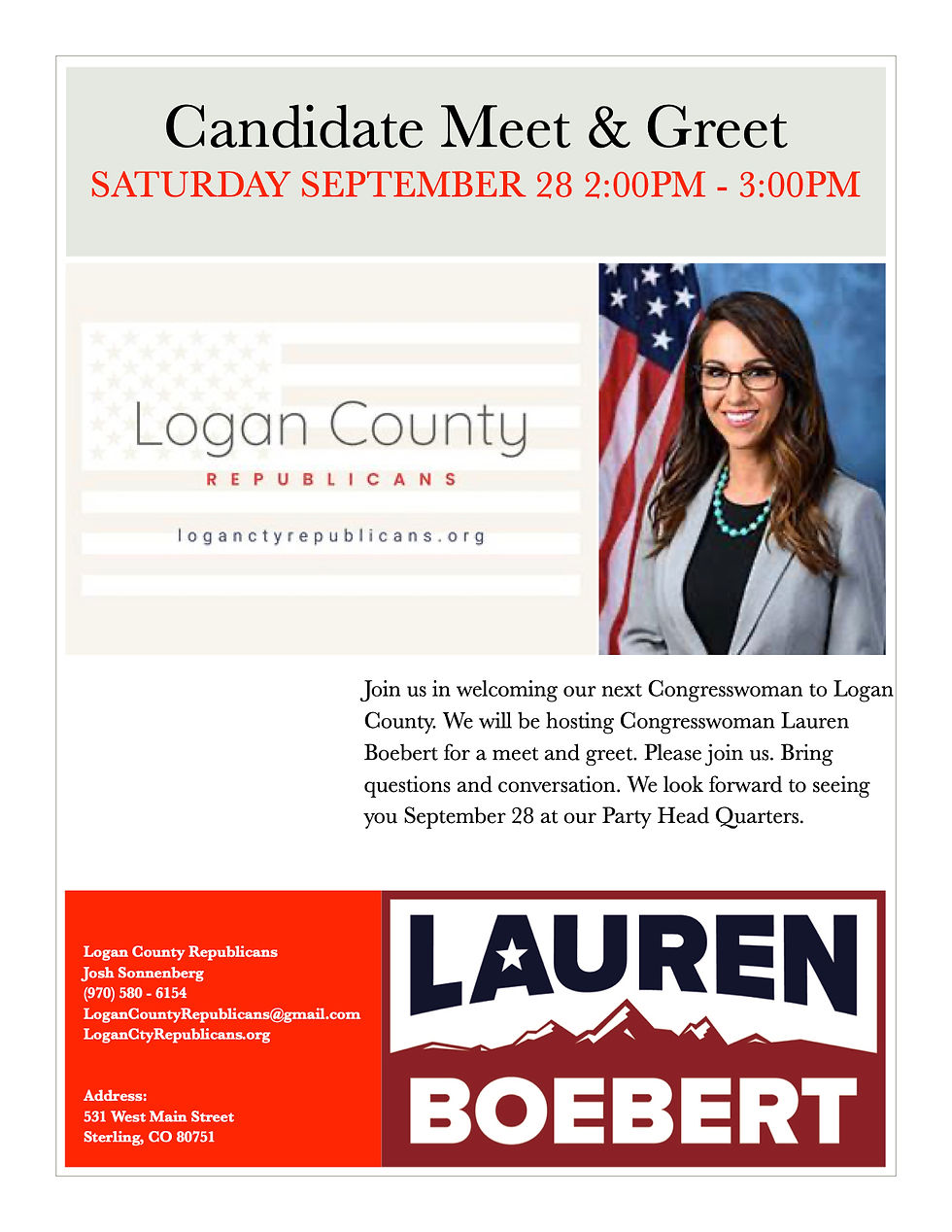 Meet & Greet with Congresswoman Lauren Boebert