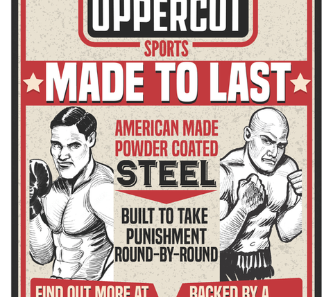 Uppercut Sports Made to Last Launch Flier featuring vintage boxers 