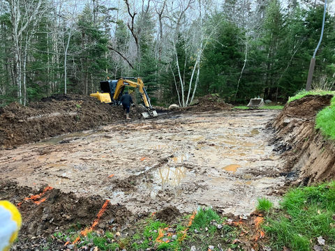 Machine working on ground excavation project