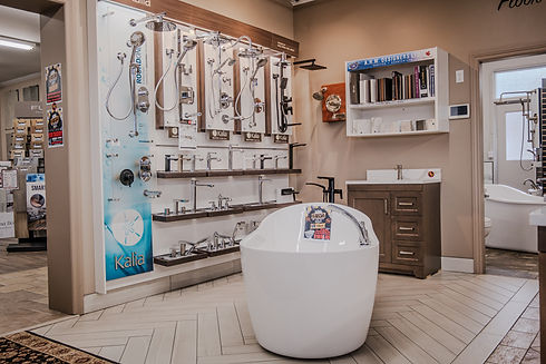 Various bathroom accessories on display
