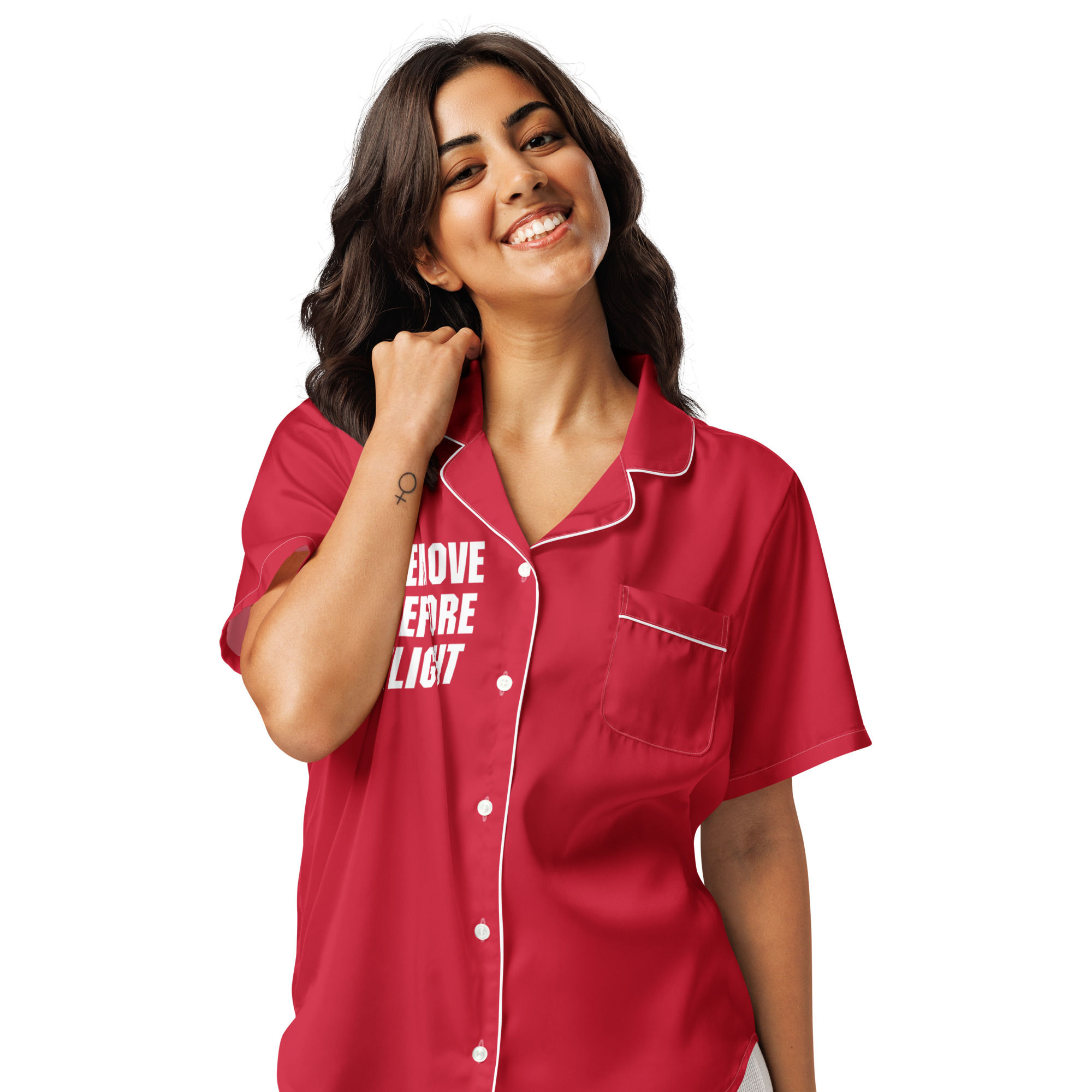 REMOVE BEFORE FLIGHT women’s short sleeve pajama top