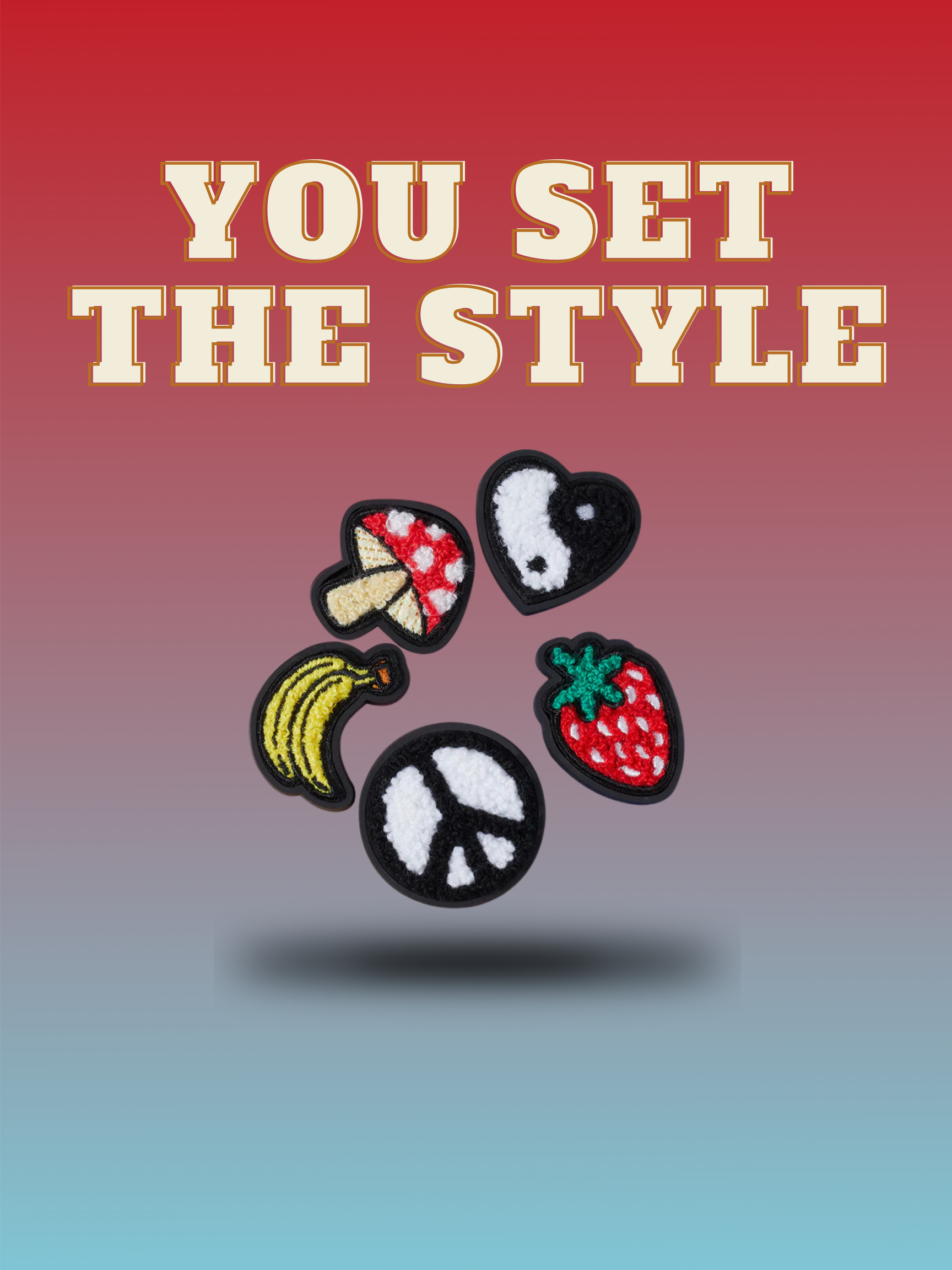 JIBBITZ™ PEACE N LOVE TUFTED PATCH 5PACK