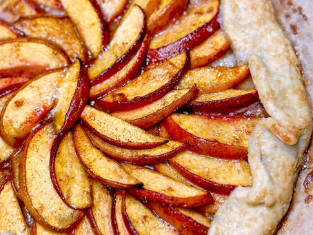 Close-up peach galette dessert