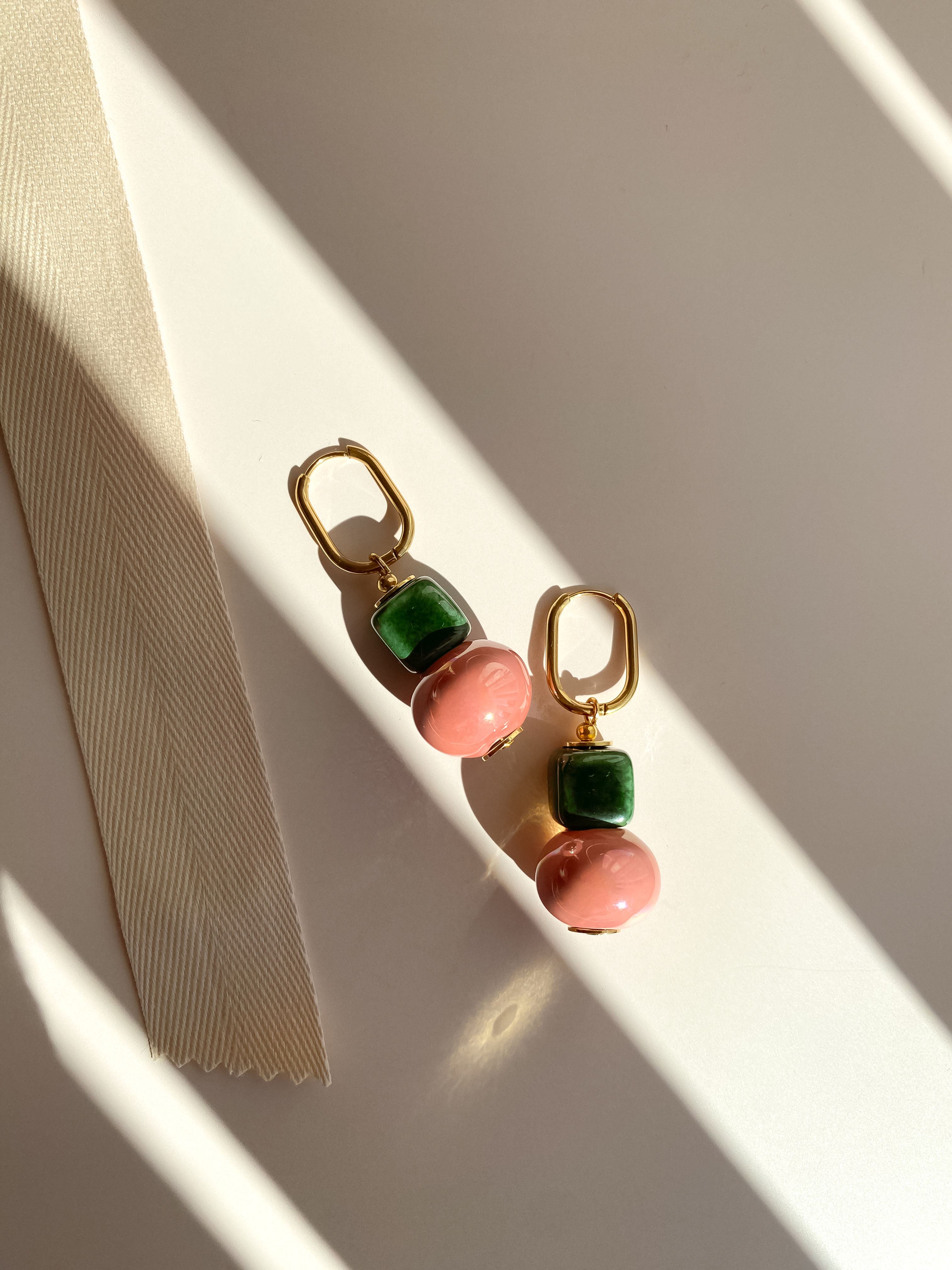 KAELA Earrings – Forest & Blush