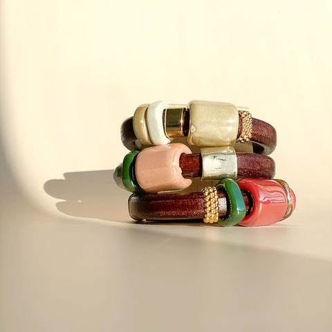 Handmade ceramic, silver and gold-plated bracelets