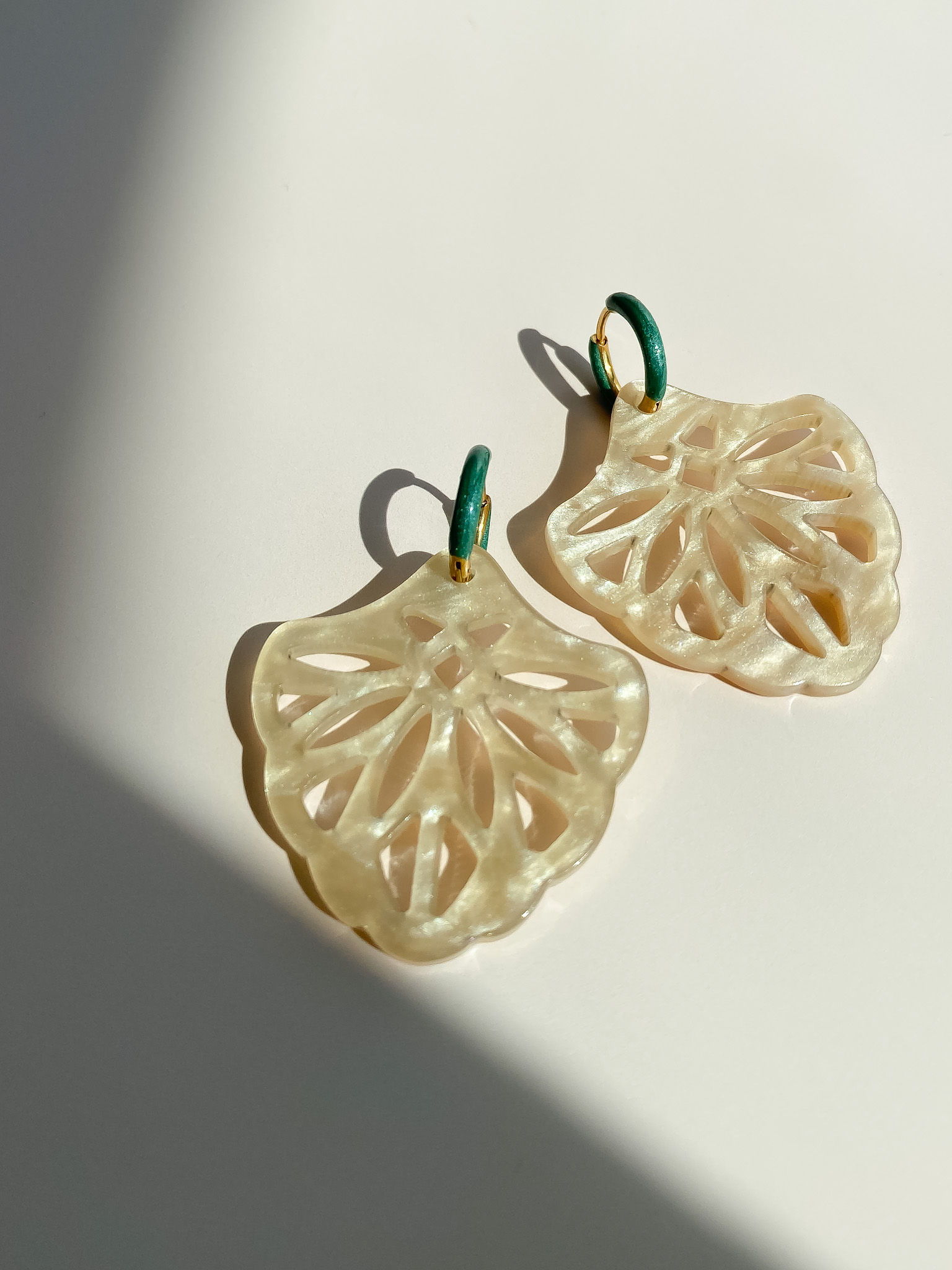SAND & PERSIAN GREEN Organic Resin Earrings