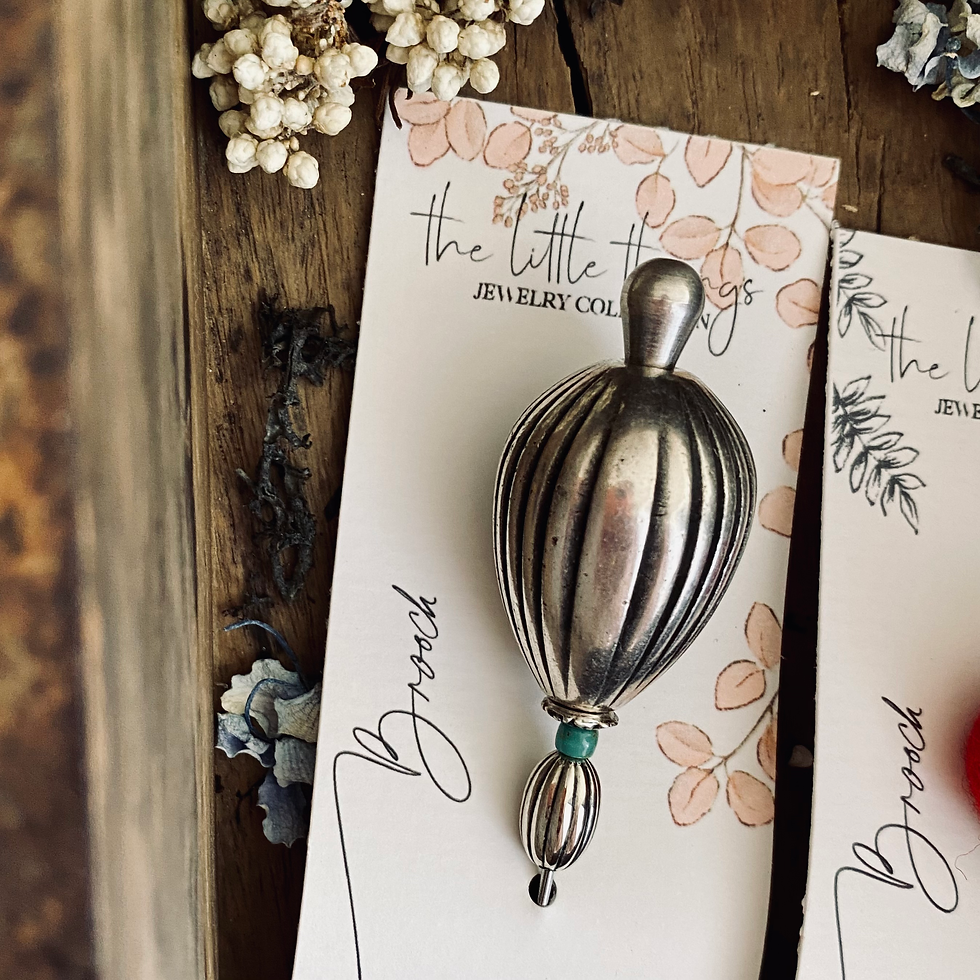 Thumbnail: Silver | Handmade sterling silver Zamak pin brooch with turquoise bead