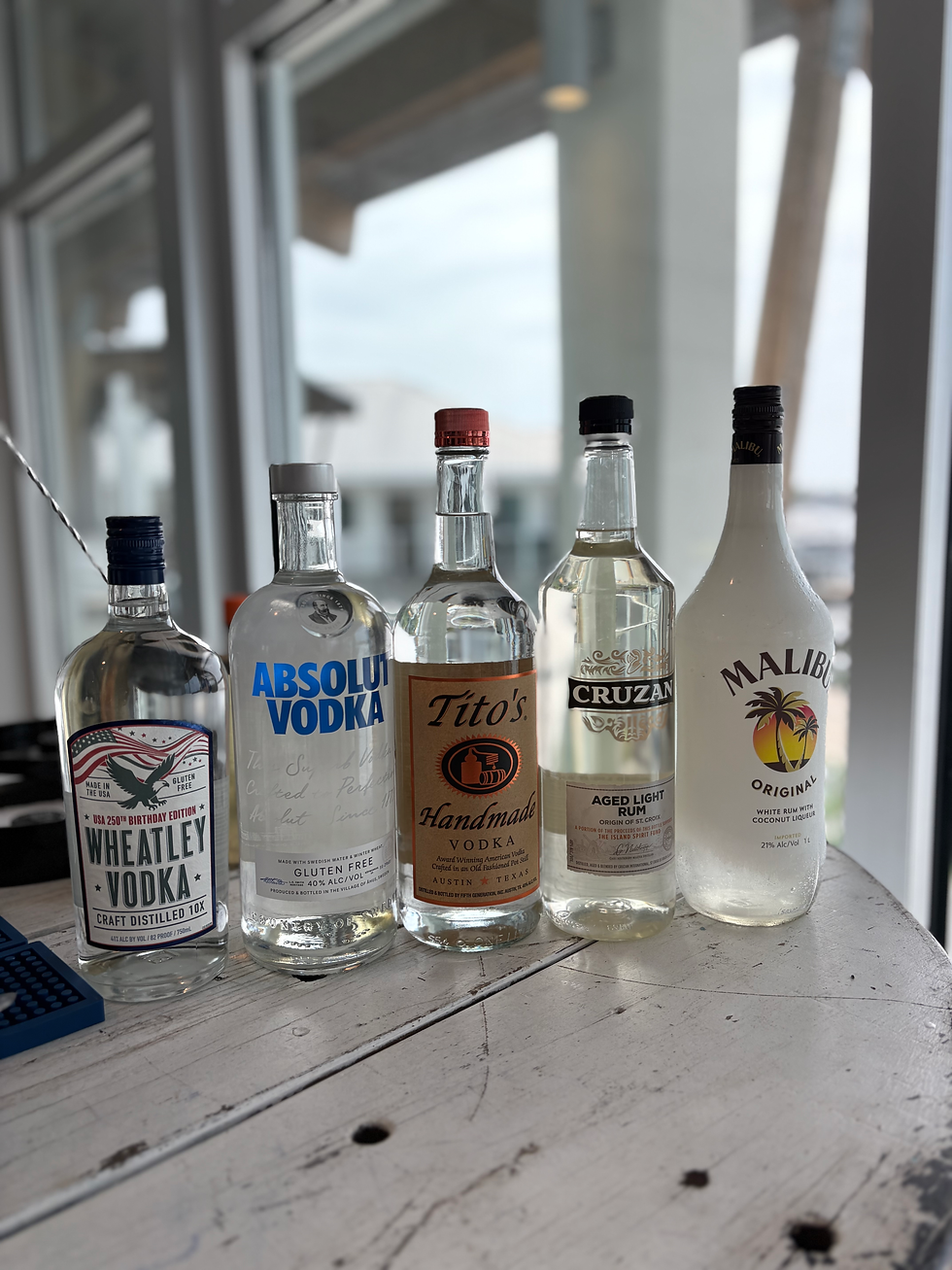 Premium liquor bottles for corporate event solutions.