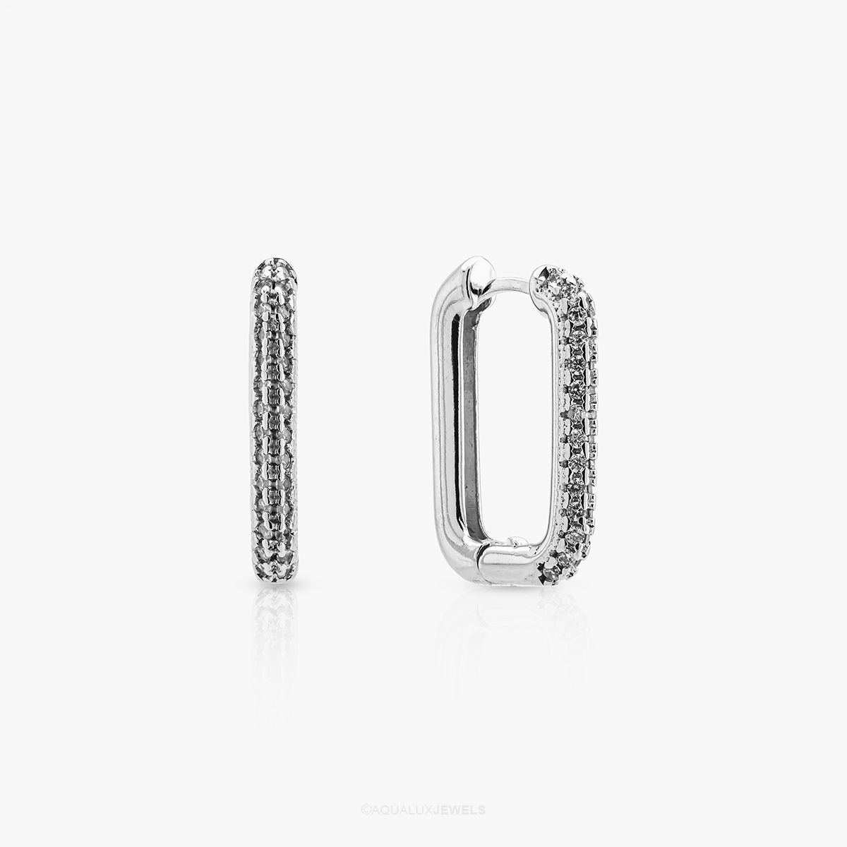 Pave Huggies Earrings (Rhodium)