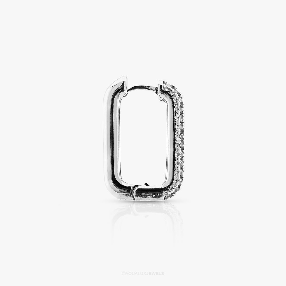 Thumbnail: Pave Huggies Earrings (Rhodium)
