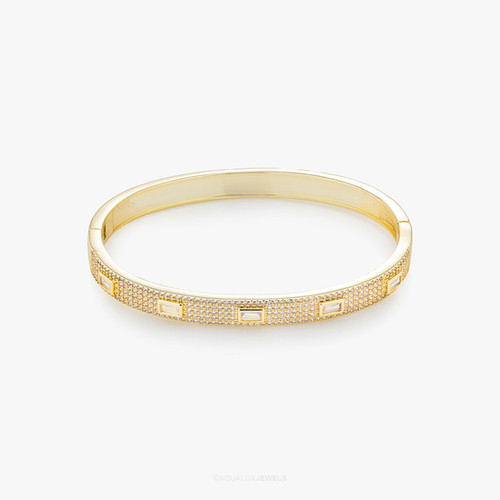 CZ Paved Stone Bangle Bracelet | Aqualux Jewels