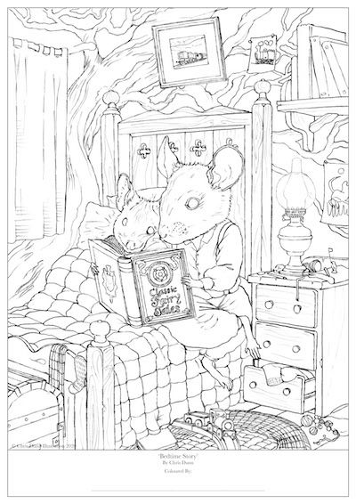 'Bedtime Story' Colouring Sheet