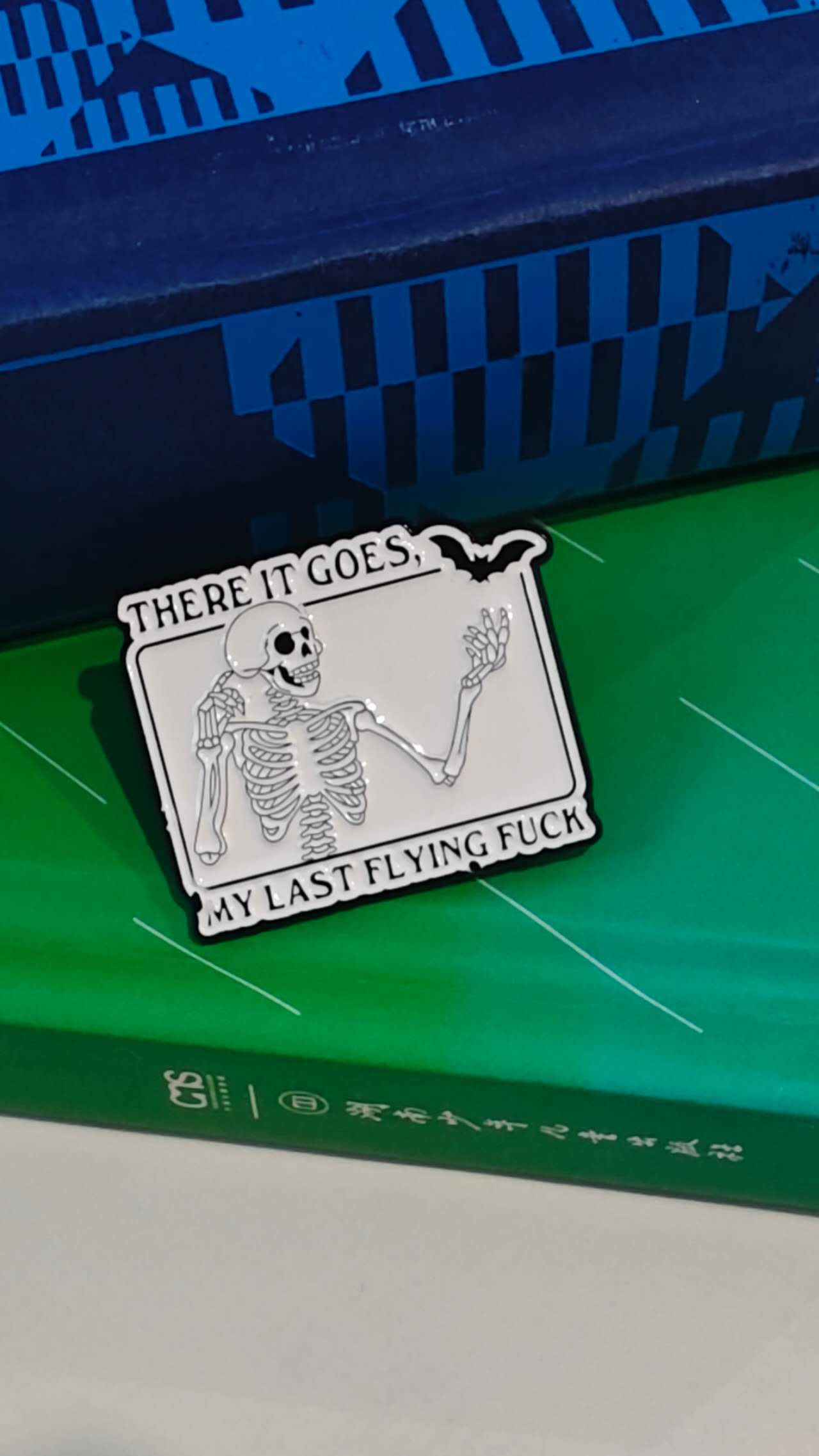 "My Last Flying Fck" Halloween Skeleton Enamel Lapel Pin