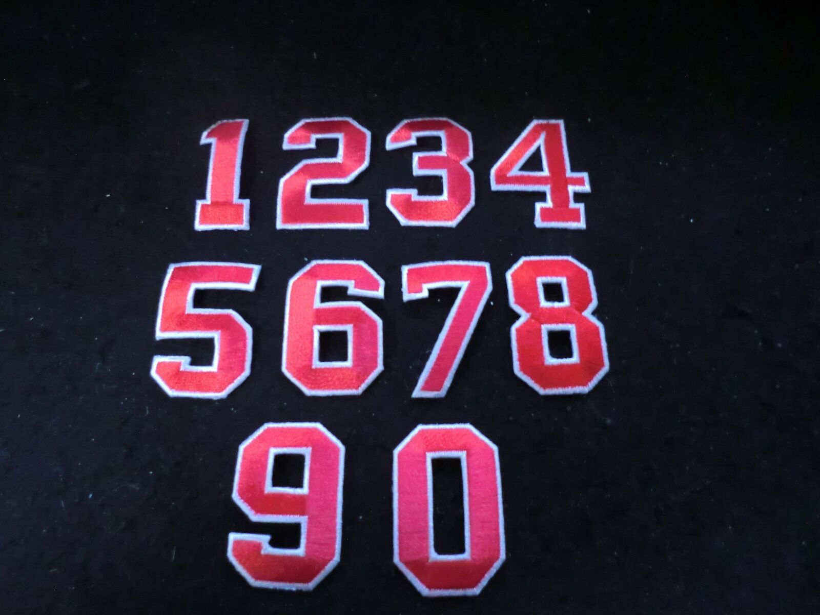 NUMERI CIFRE TERMOADESIVE APPLICAZIONE PATCH MARCA SEGNA BIANCHERIA ROSSO