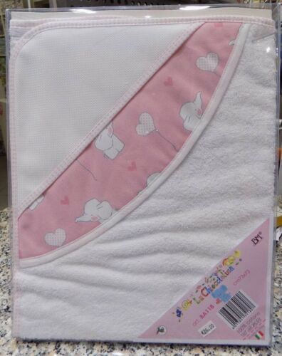 ACCAPPATOIO NEONATO TRIANGOLO SPUGNA ELEFANTINI ROSA RICAMARE PUNTO CROCE BA118