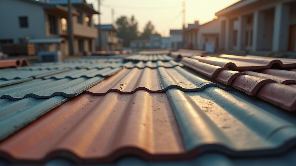 Eye-level view of roofing materials laid out for selection