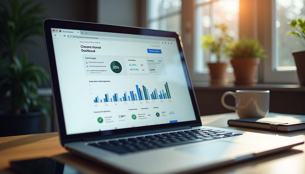 Close-up view of a laptop screen displaying personalized marketing dashboard