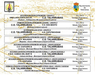 Partidos del C. D. Talarrubias para este fin de semana.