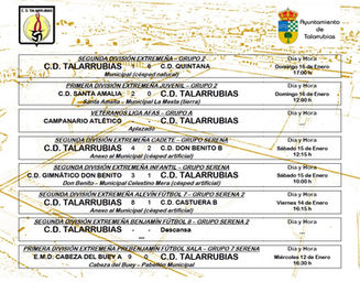 Resultados del C. D. Talarrubias de este fin de semana.