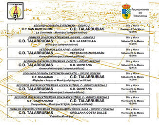 Partidos del C. D. Talarrubias para este fin de semana. Clasificación del equipo juvenil.