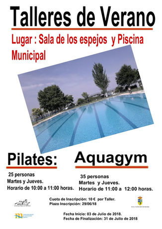 Talleres de verano: Pilates y Aquagym.