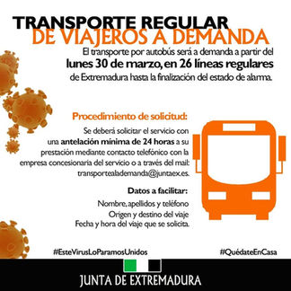 Para todos aquellos vecinos que vayan a utilizar la línea de autobuses JEV-021 (Helechosa - Badajoz)