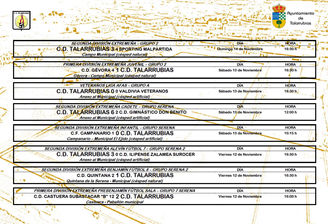 Resultados del C. D. Talarrubias de este fin de semana.