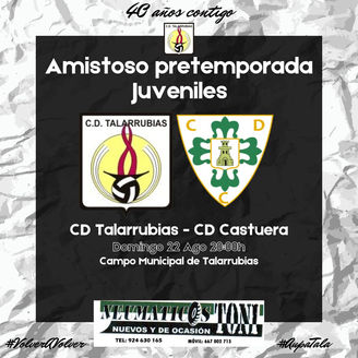 PRETEMPORADA JUVENILES AMISTOSO. 22 de agosto a las 20:00 horas, en el campo de fútbol municipal.