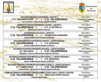 Resultados del C. D. Talarrubias de este fin de semana.