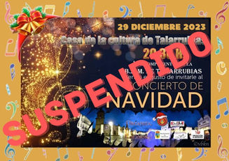 SUSPENDIDO EL CONCIERTO DE LA BANDA MUNICIPAL DE MUSICA DE TALARRUBIAS.