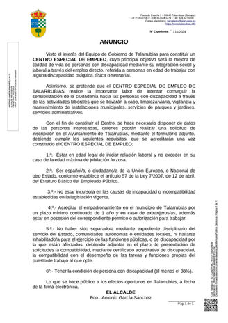 CENTRO ESPECIAL DE EMPLEO PARA PERSONAS CON DISCAPACIDAD.