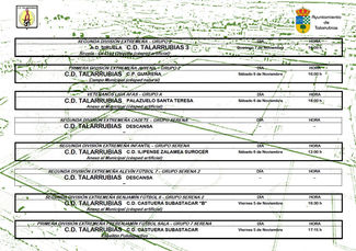 Partidos del C. D. Talarrubias para este fin de semana.