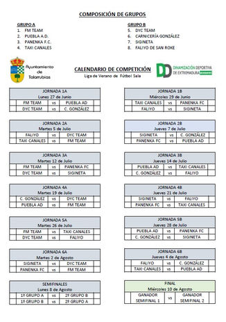 Calendario del Campeonato de Verano de Fútbol Sala