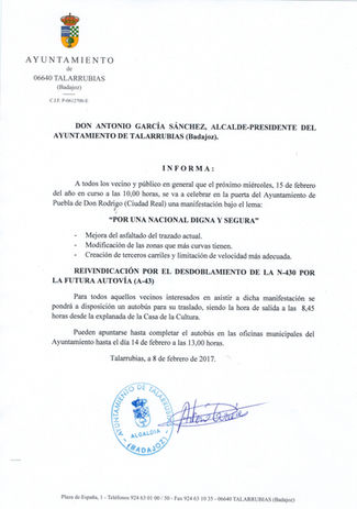 Anuncio: Manifestación N-430
