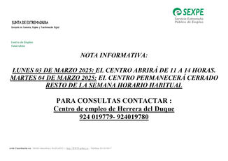 HORARIO SEXPE--> LUNES 03 Y MARTES 04 DE MARZO