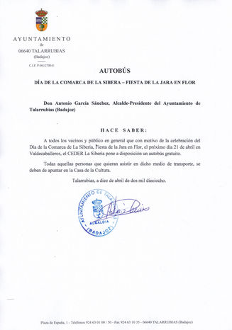 Autobús para la fiesta de 'La Jara en Flor'.