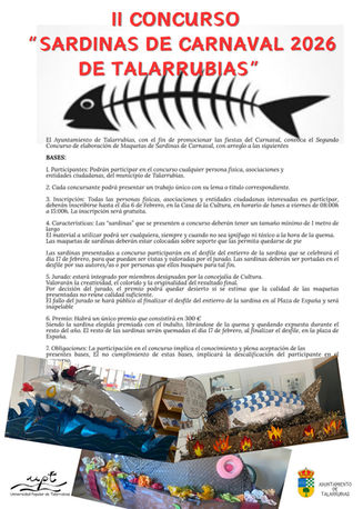 II CONCURSO "SARDINAS DE CARNAVAL 2026 DE TALARRUBIAS"