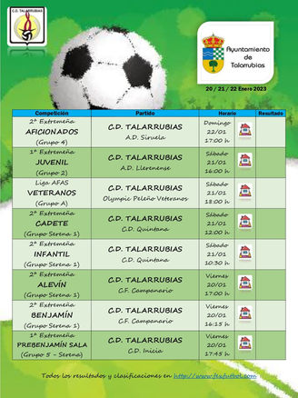 Partidos del C.D. Talarrubias durante el fin de semana.