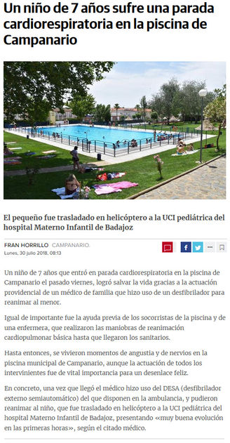 Un médico, vecino de Talarrubias, salva la vida a un niño en Campanario.