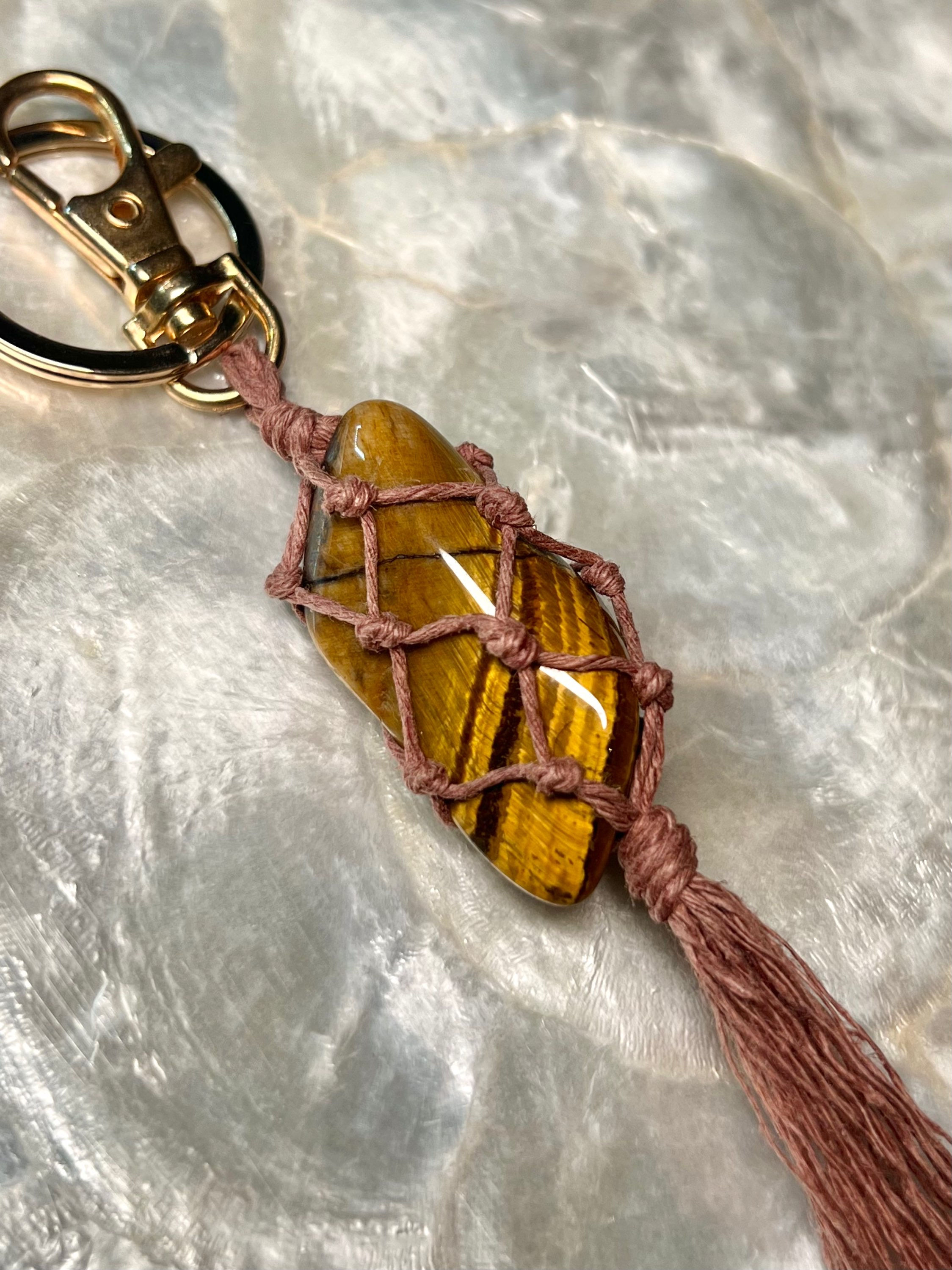 tiger’s eye. gold keychain