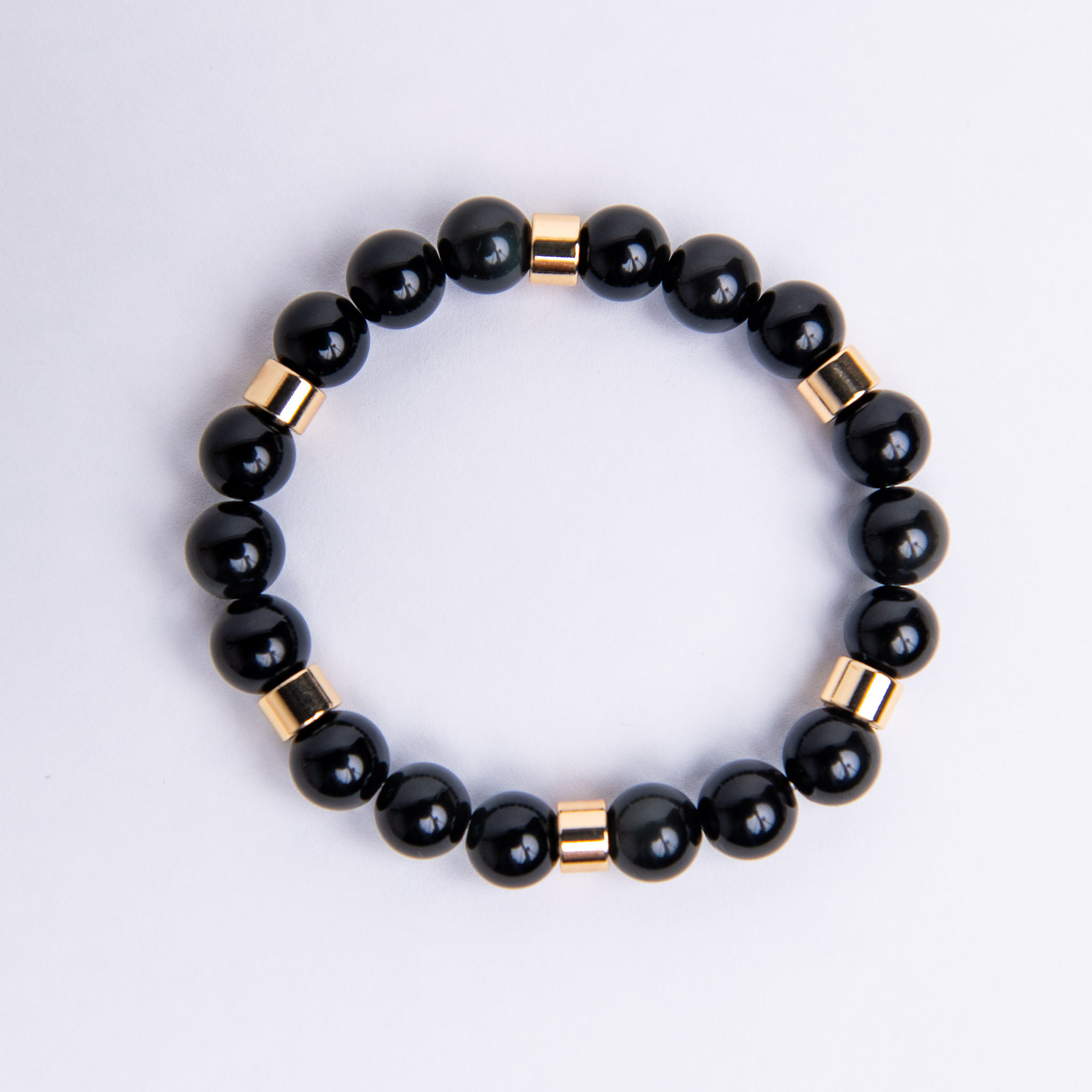 Black Onyx Gold Plated 8mm Bead