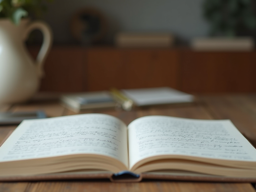 Vue rapprochée d’un carnet ouvert avec des notes manuscrites sur une table en bois