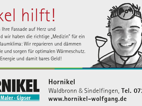 Ein Anzeigenmotiv aus dem Jahr 2018: Wolfgang Hornikel als "Doktor" verkleidet bewirbt seine Leistungen rund um den Wärmeschutz bei Gebäuden.