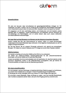 Richtlinien zum Umweltschutz Aluform Alucobond